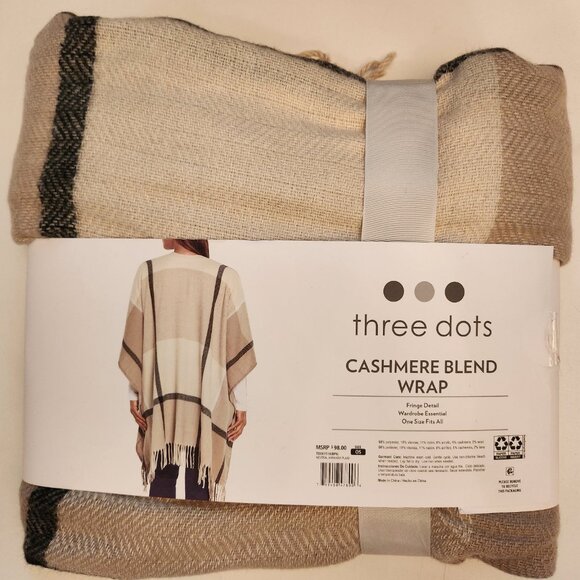 three dots Cozy Cashmere Blend Wrap One Size Fits All - Picture 2 of 2